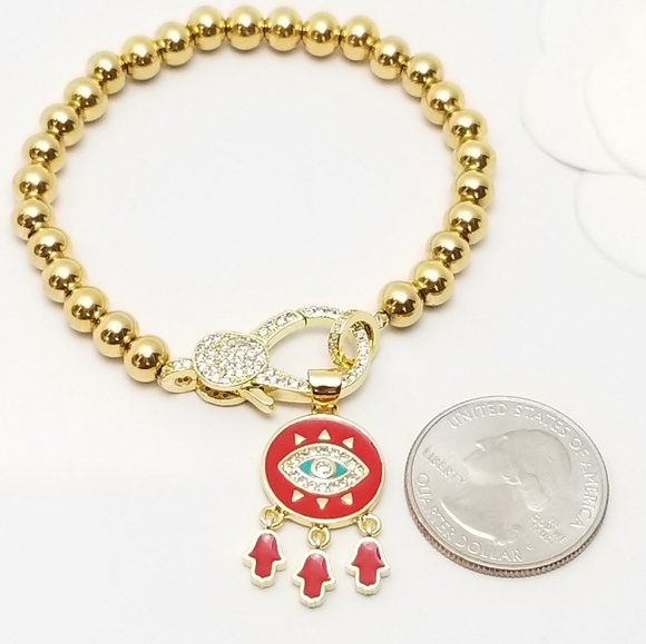 NWT Evil Eye Hamsa 18K Gold Stainless Steel NEW - Picture 6 of 10